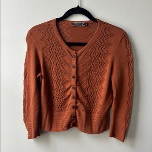 Peruvian Connection Orange Cropped Cardigan Sweater